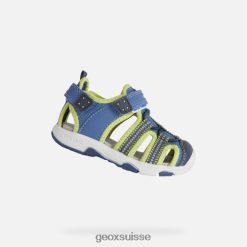 Geox Toddler de Sandal Multy bleu clair / citron vert R28ZDT1433 Chaussures Geox Suisse