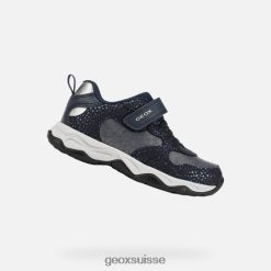 Geox fille de Calco Navy / DK Silver R28ZDT1091 Chaussures Geox Suisse
