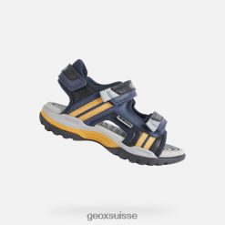 Geox garçon boréal marine / jaune foncé R28ZDT1346 Chaussures Geox Suisse